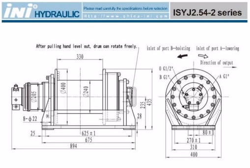Ini Hydraulic Pulling Winch 10 Ton Hydraulic Recovery Winch