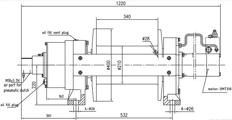 Small Hydraulic Landing Lifting 20 Ton Winch with Brake